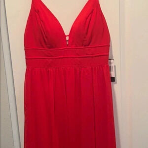 Red Spaghetti Strap Long Dress